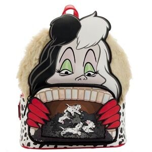 Loungefly‎ Disney Black/White Cruella DeVille 101 Dalmatians Backpack NWT